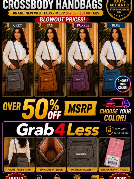Stone Mountain bag Handbags - Lot of 4 NWT Stone Mountain USA Perforated Suede Crossbody Bag MSRP $69-$59 ea